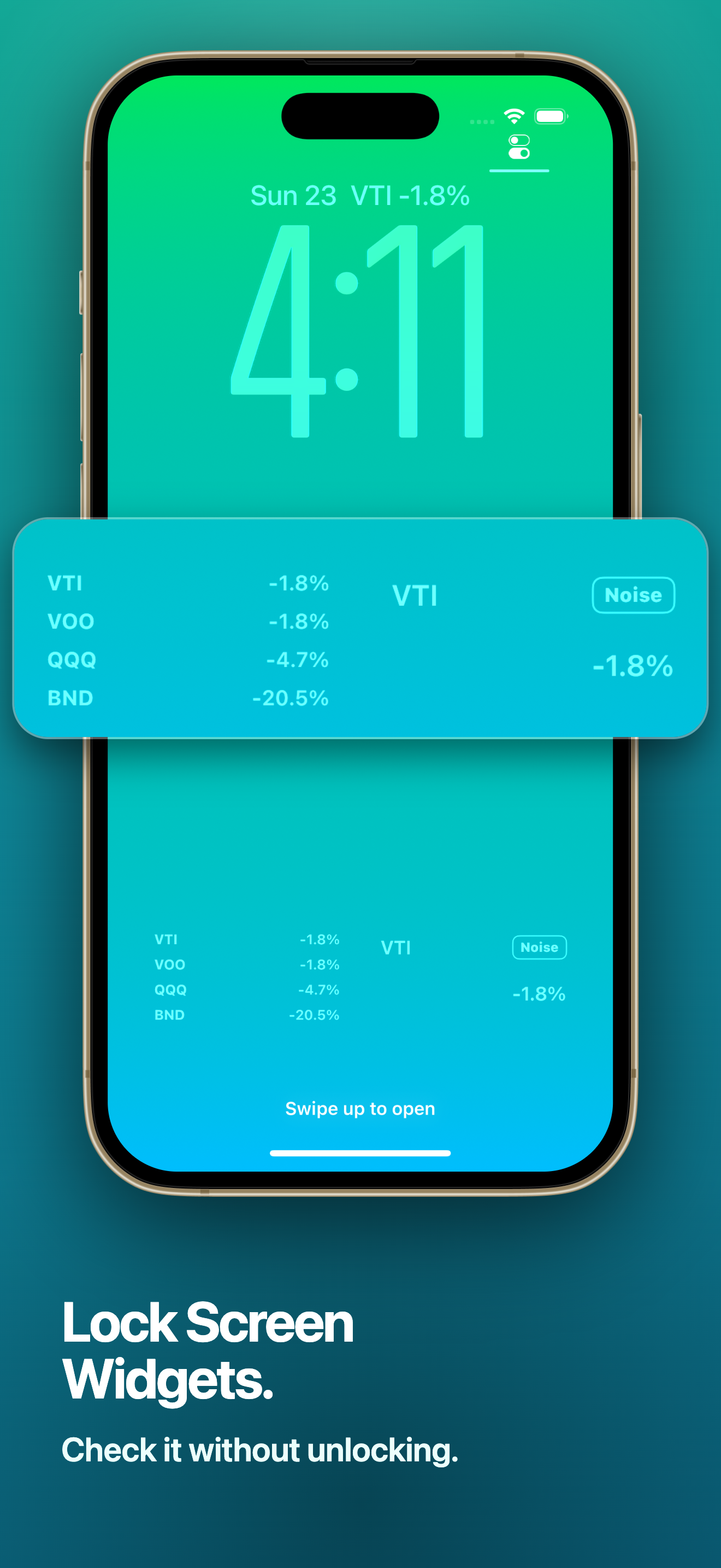 DipTrack screenshot - lock screen widgets